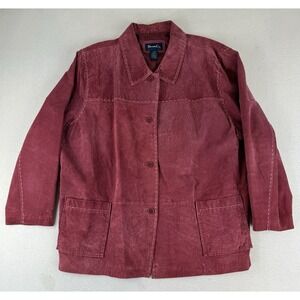 Denim & Co. Jacket Women's 3X Burgundy Leather Suede Long Sleeve VTG 90s